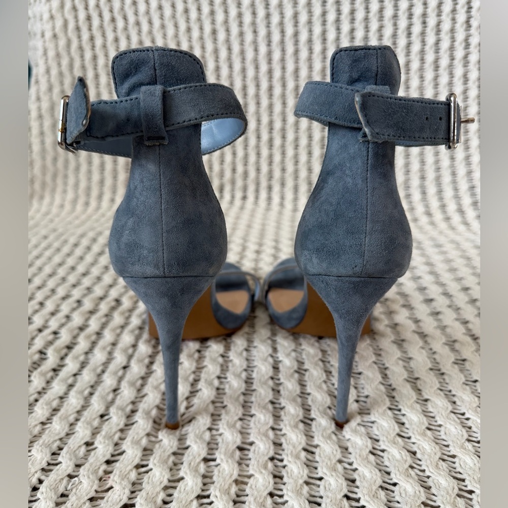 STEVE MADDEN Mercy Dusty Blue Suede Ankle Strap Stiletto Heels Women’s Size 8 - Picture 4 of 9